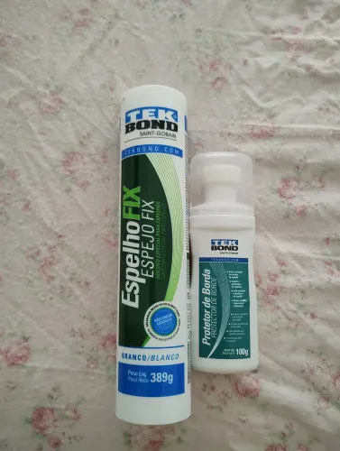 Cola fixa espelho Tekbond + Protetor de bordas Tekbond (sobras de uso)