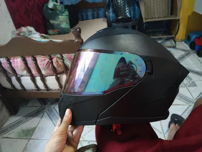 Capacete escamoteável com viseira dupla e narigueira TAM 60