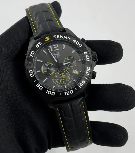 Relógio masculino tag heuer Senna preto pulseira de couro