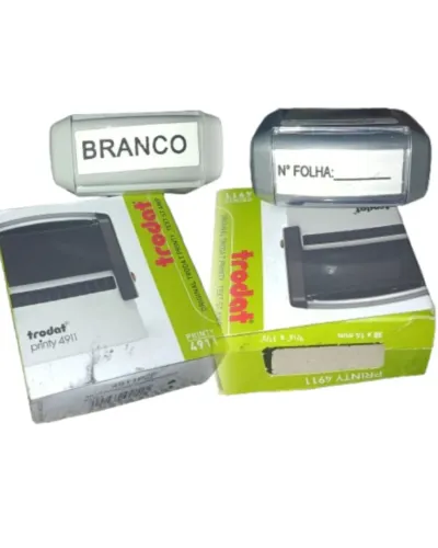 Kit 2 Carimbos para Escritório (BRANCO) (N° FOLHA)
