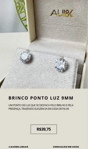 Brinco Ponto de Luz 9mm em Prata 925