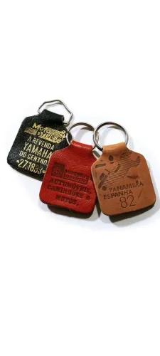 Chaveiros de couro vintage Panambra Volkswagen anos 60/70 VW Yamaha Gol Copa 1982