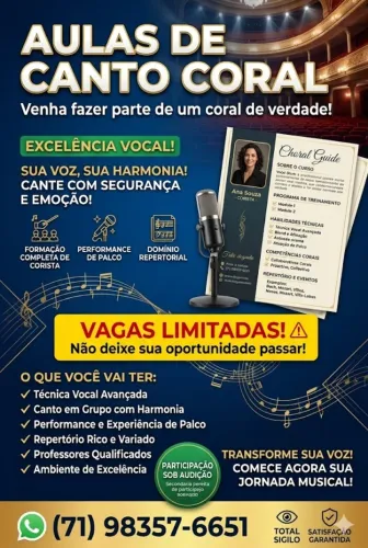 AULAS DE CANTO CORAL ? VENHA FAZER PARTE DE UM CORAL DE VERDADE!