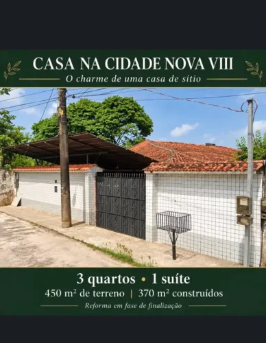 450m², 3/4 (1 suíte), Cidade Nova VIII, 03 Vagas, , próximo a Rod da Providência