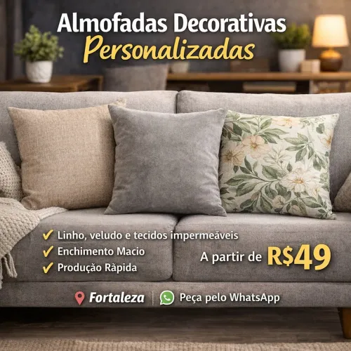 Almofadas Decorativas 40x40 Personalizadas | Linho, Veludo e Impermeável