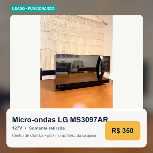 Micro-ondas LG MS3097AR 30L 127V