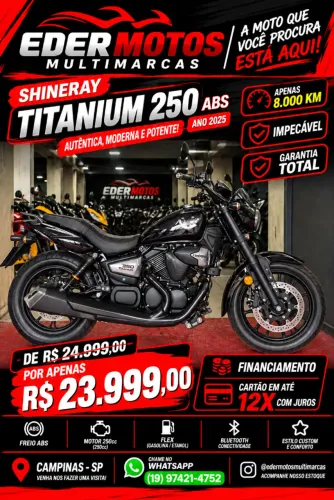 SHINERAY TITANIUM 250 ABS 2025 PRETA IMPECAVEL COM APENAS 8.000KM E GARANTIA TOTAL