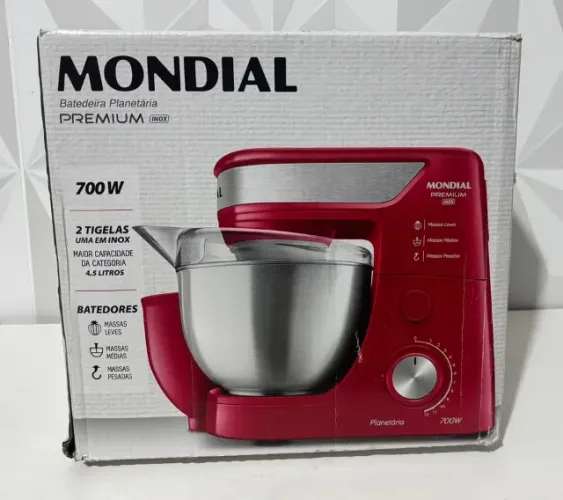Batedeira Planetária Mondial, Vermelho/Inox, 700W, 220V