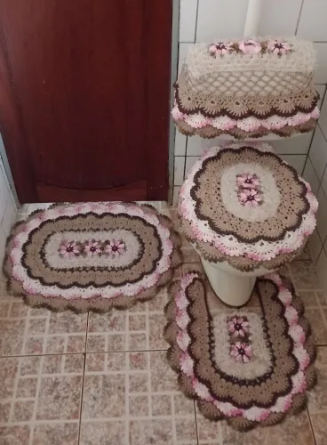 Tapetes de banheiro LUXUOSO crochê