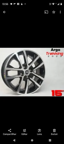 Rodas aro 15 Fiat Argo Trekking preta com diamantado 4x98 novas