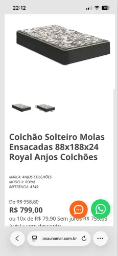 Colchão solteiro + box: anjos colchões royal - molas ensacadas