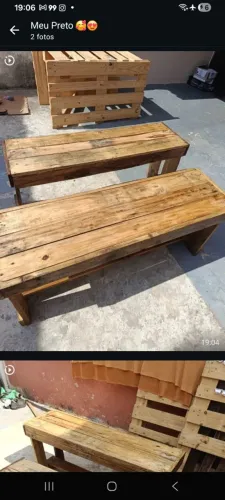Par de bancos artesanais de palete