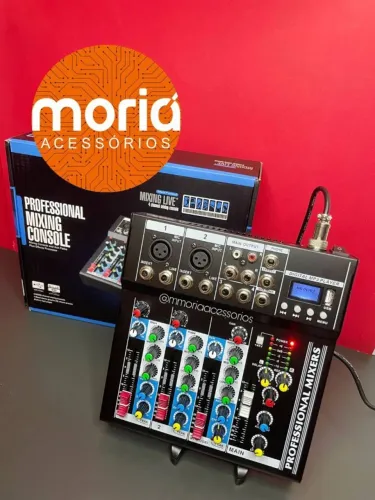 Mesa de Som 4 canais Bluetooth USB Digital