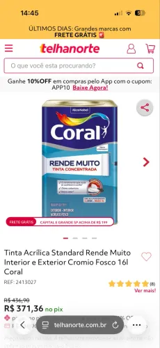 Tinta latex coral rende muito crômio