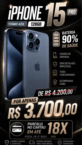 iPhone 15 Pro muito novo aceito troca e parcelo
