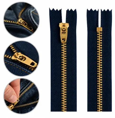 Zíper Ykk Natulon Dourado 15cmx3cm - Fosco 100 Unidade