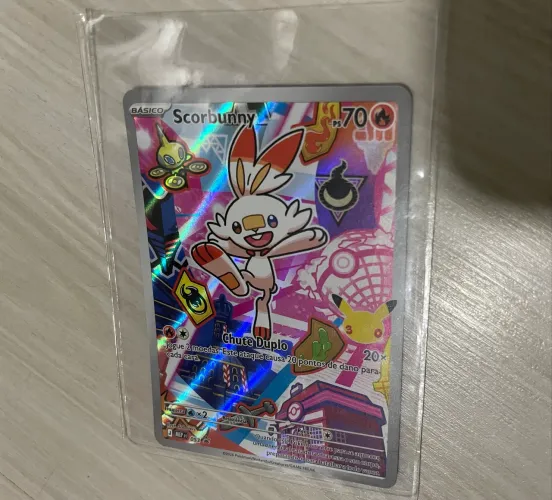 Carta Pokémon Scorbunny arte rara promo 30 anos condição NM