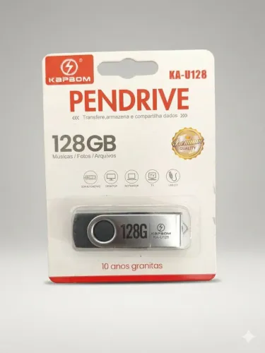 Pen Drive Kapbom 128GB Original - Alta Velocidade (Novo/Lacrado)