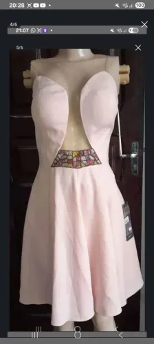 Vestido rosê com pedraria