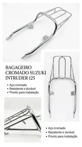 Bagageiro Traseiro Cromado Suzuki Intruder 125