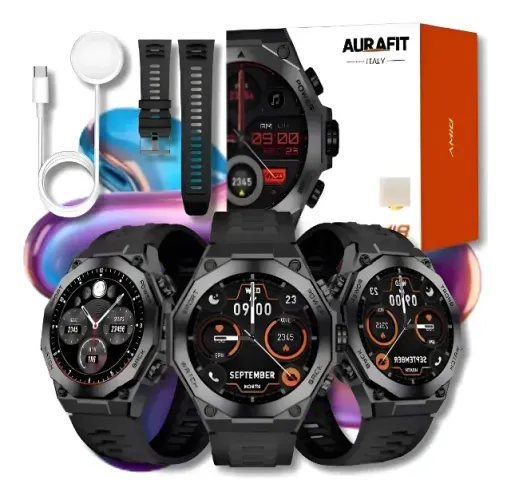 Relógio Smartwatch Aurafit Am18 Anatel Prova D'água Redondo Sport preto
