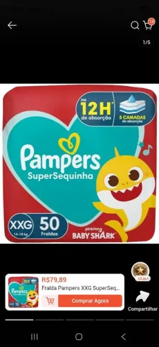 Fraldas pampers supersequinha