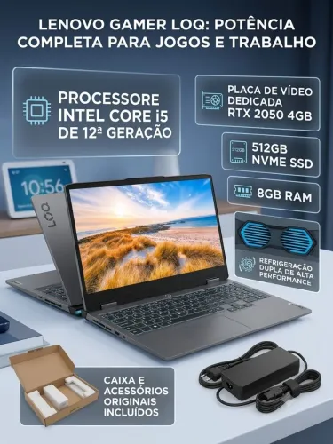 OPORTUNIDADE: Lenovo LOQ Gamer i5 12ª Geração + RTX 2050 (Impecável!)