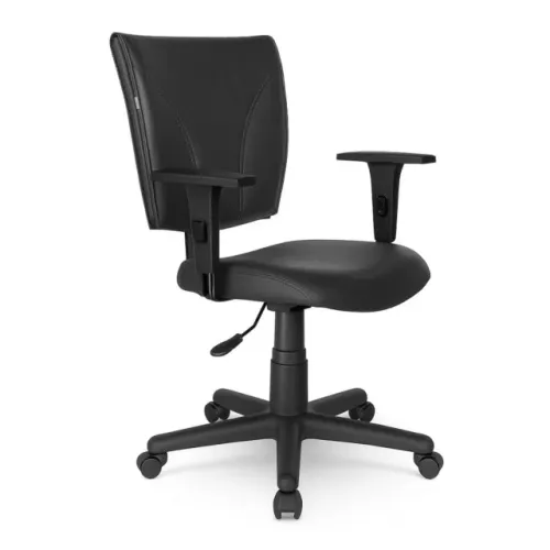 Cadeira Executiva B-ONE Giratória Braços Reguláveis Em Corino Preto Conforto 31009
