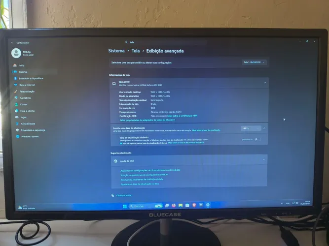 Monitor bluecase 144hz 24' full HD painel TN