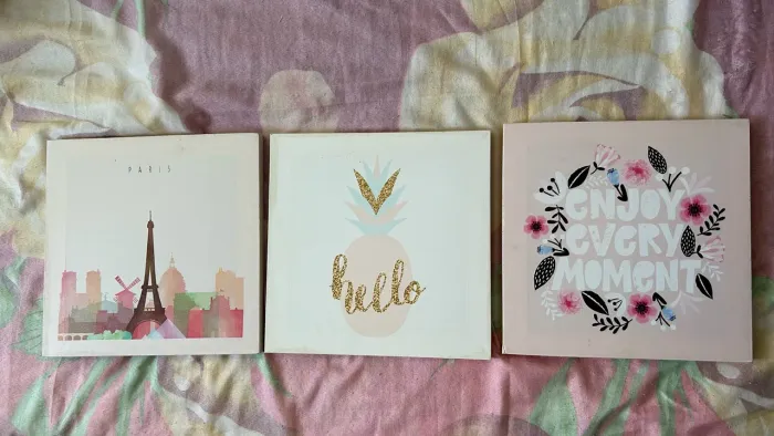 Quadros Decorativos Femininos - Kit com 3 Peças para Decoração de Quarto e Sala