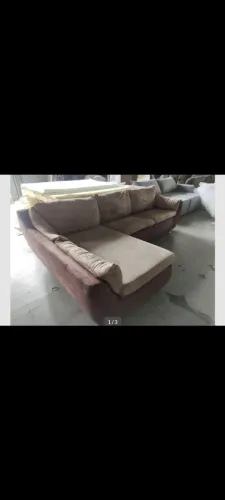 Sofa marrom com chaise suede