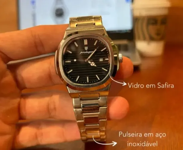 Relógio poedagar estilo e praticidade em uma só máquina todo feito em uma inoxidável