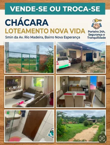 Vendo ou Troco por casa - Chácara 5 min da Av. Rio Madeira ( atrás do parque Natural) 