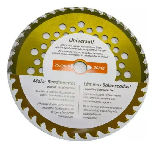 Lâmina Duraline Gold 40 dentes vídea 255 mm para roçadeira