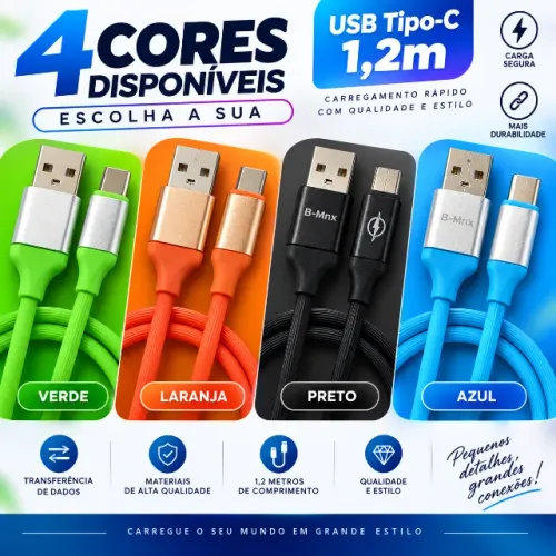 Cabo USB - C emborrachado