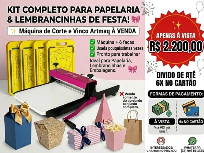 MÁQUINA DE CORTE E VINCO ARTMAQ + 6 FACAS COMPLETAS