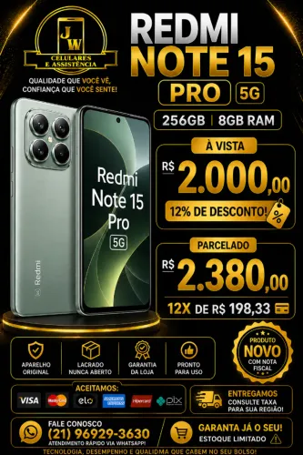 NOTE 15 PRO 5G 8/256 (LACRADO + NOTA) PROMOÇÃO PASCOA