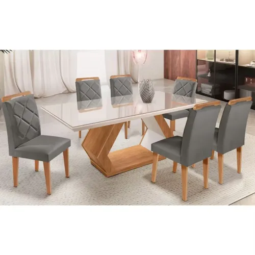 Mesa de Jantar Alvorada com 6 cadeiras