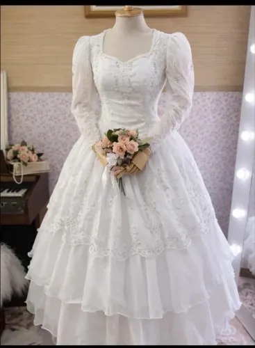 Vestido de noiva vintage - década de 1970/1980 (estimado)