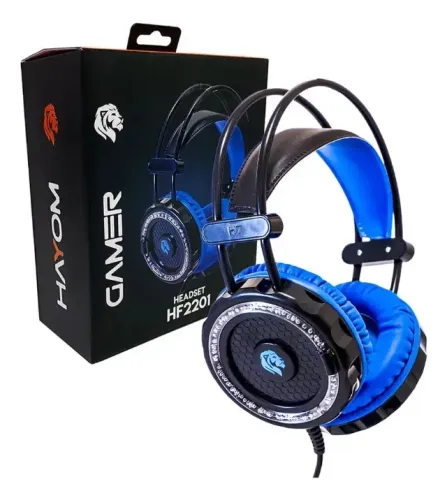 Headphone Gamer Hayom HF2201 Estéreo Preto/Azul