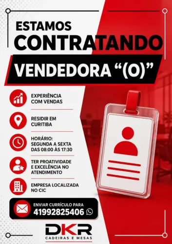 Vaga para vendedora