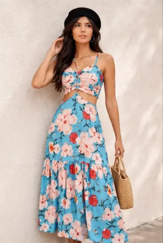 Vestido Longo Florido Tamanho Único