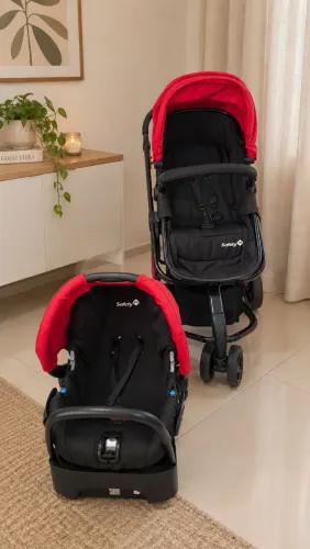 Carrinho de Bebê 3 em 1 + Bebê Conforto + Base | Muito Conservado
