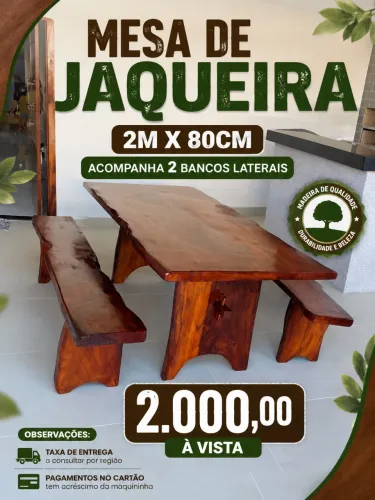 Mesa rústica feita de jaqueira