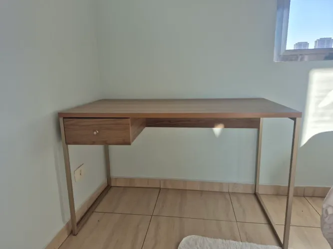 Escrivaninha com gaveta, 120x60 Cm, Freijó C/ Champanhe