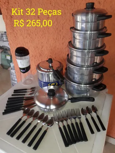 Talheres, Frigideira Com Mais Panelas, Kit 32 Peças