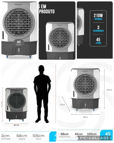 NOVO/LACRADO - CLIMATIZADOR PONENTE TURBO 45L - 210W 127V