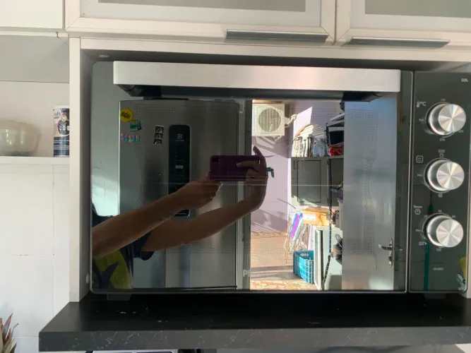 Forno Elétrico Philco 50l Cinza Espelhado Full Glass
