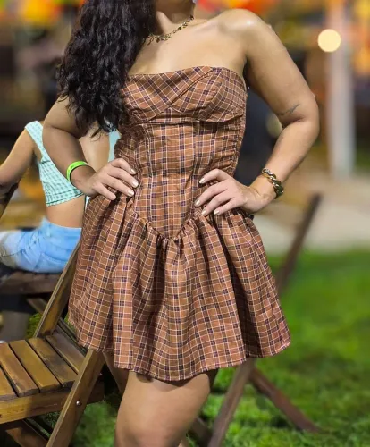 VESTIDO XADREZ SÃO JOÃO TOMARA QUE CAIA