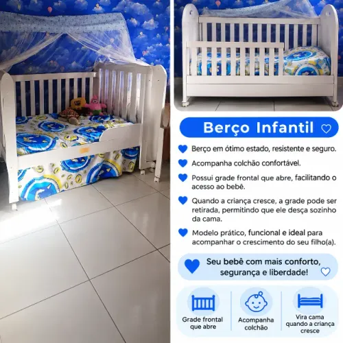 Berço Americano Branco Neve - Semi Novo